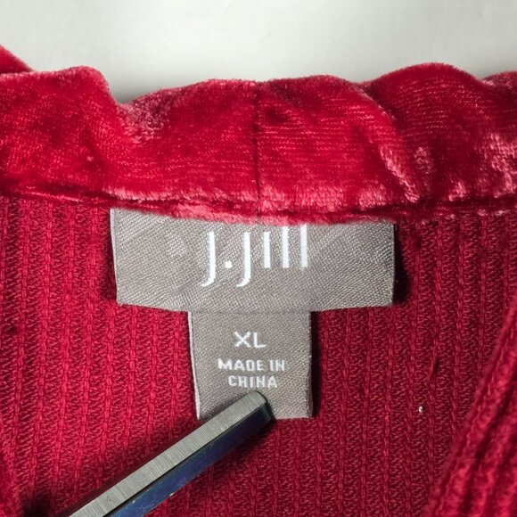 J Jill Corduroy Hooded 100% Cotton Womens XL Long Sleeve Red Pullover Jacket - Picture 3 of 6